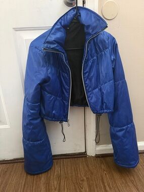 Fashion Nova Royal Blue Cropped Puffer Jacket